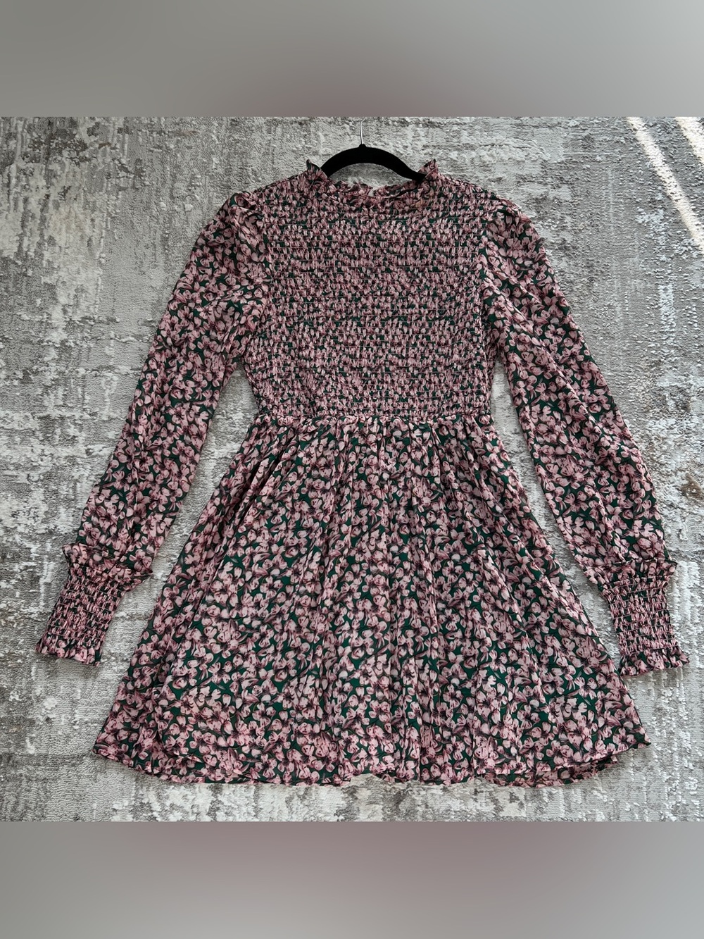 Lulu's Pink Floral Smocked Long-Sleeve Mini Dress